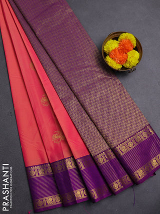 Pink & Purple Semi Kanchipram Silk - Buttas