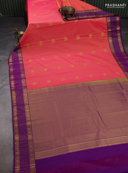 Pink & Purple Semi Kanchipram Silk - Buttas