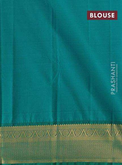 Rust & Green Semi Kanchipram Silk - Checks