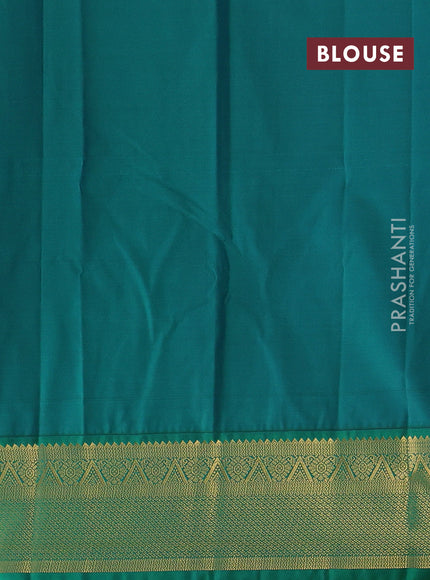 Purple & Green Semi Kanchipram Silk - Checks