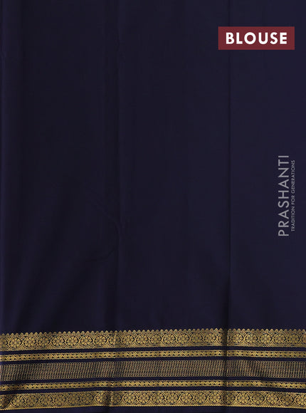 Rust & Navy Blue Semi Kanchipram Silk - Checks