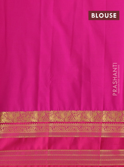 Peach Pink & Pink Semi Kanchipram Silk - Checks
