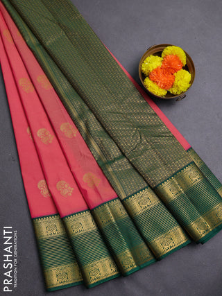 Pink & Green Semi Kanchipram Silk - Buttas