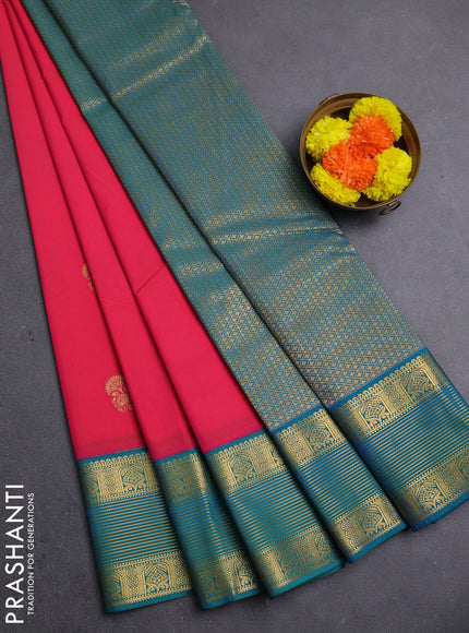 Pink & Green Semi Kanchipram Silk - Buttas