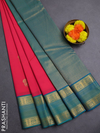 Pink & Green Semi Kanchipram Silk - Buttas