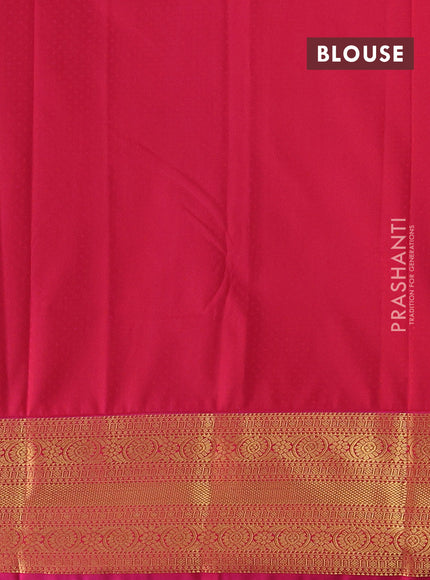Mustard Green & Pink Semi Kanchipram Silk - Buttas