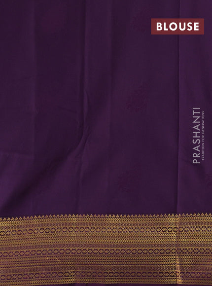 Lime Green & Purple Semi Kanchipram Silk - Self Emboss