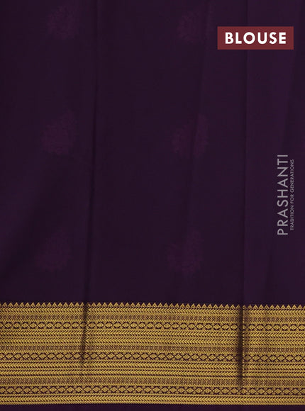 Mustard Yellow & Purple Semi Kanchipram Silk - Buttas