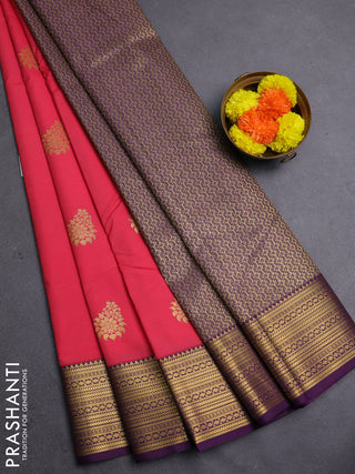 Pink & Purple Semi Kanchipram Silk - Buttas