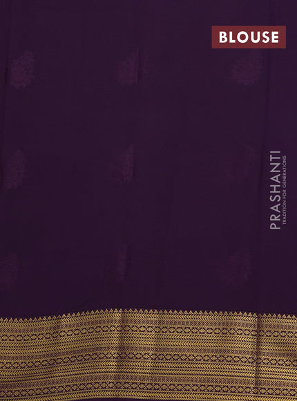 Beige & Purple Semi Kanchipram Silk - Buttas