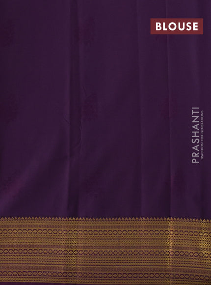 Orange & Purple Semi Kanchipram Silk - Buttas