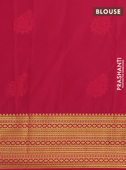 Peach    & Red Semi Kanchipram Silk - Buttas