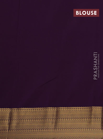 Mustard Yellow & Violet Semi Kanchipram Silk - Buttas