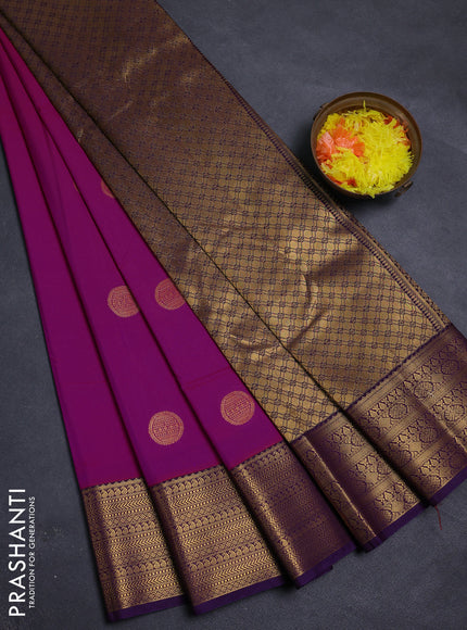 Pink & Purple Semi Kanchipram Silk - Buttas