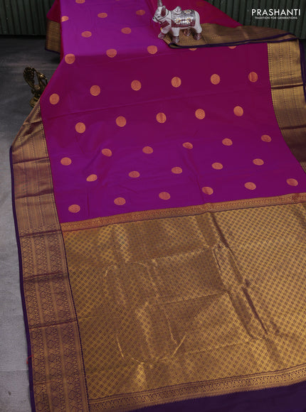 Pink & Purple Semi Kanchipram Silk - Buttas