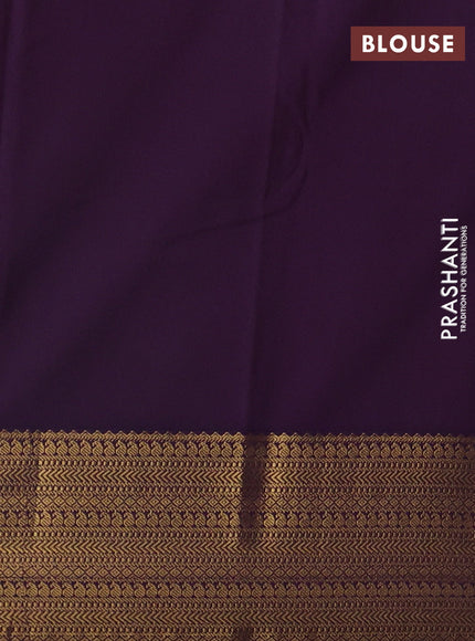 Cream & Violet Semi Kanchipram Silk - Buttas