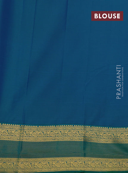 Violet & Green Semi Kanchipram Silk - Buttas