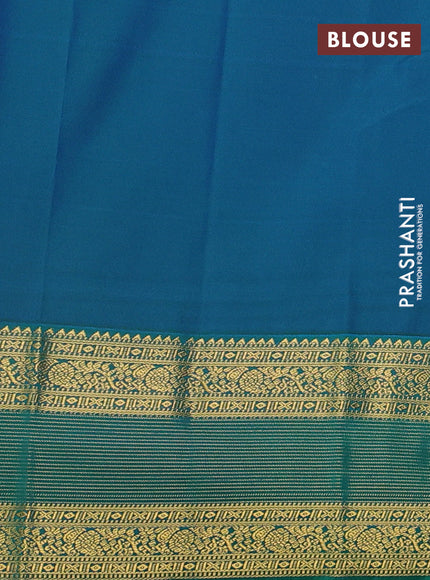 Violet & Green Semi Kanchipram Silk - Buttas
