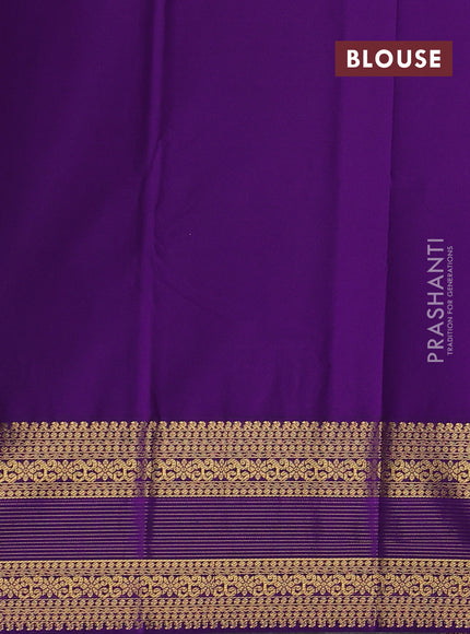 Orange & Purple Semi Kanchipram Silk - Buttas