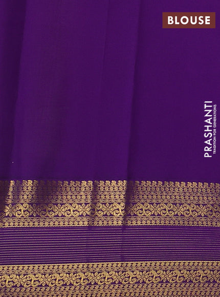 Lime Green & Purple Semi Kanchipram Silk - Buttas