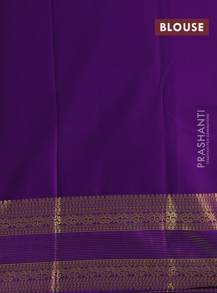 Lime Green & Purple Semi Kanchipram Silk - Buttas