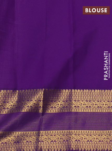 Cream & Purple Semi Kanchipram Silk - Buttas