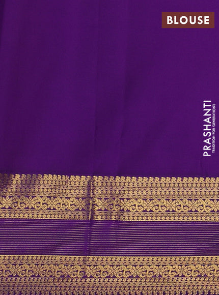Mustard Yellow & Purple Semi Kanchipram Silk - Buttas