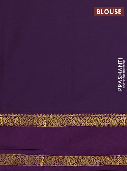 Teal Blue & Purple Semi Kanchipram Silk - Checks