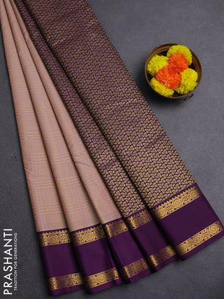 Peach & Purple Semi Kanchipram Silk - Buttas