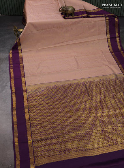 Peach & Purple Semi Kanchipram Silk - Buttas