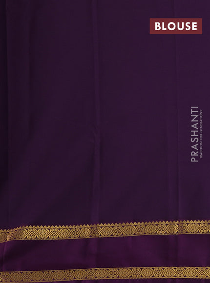 Lime Green & Purple Semi Kanchipram Silk - Checks