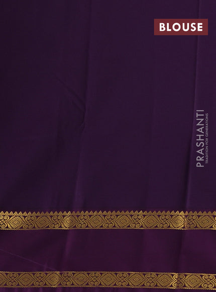 Peacock Blue & Purple Semi Kanchipram Silk - Checks