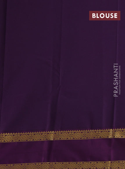 Green & Purple Semi Kanchipram Silk - Checks