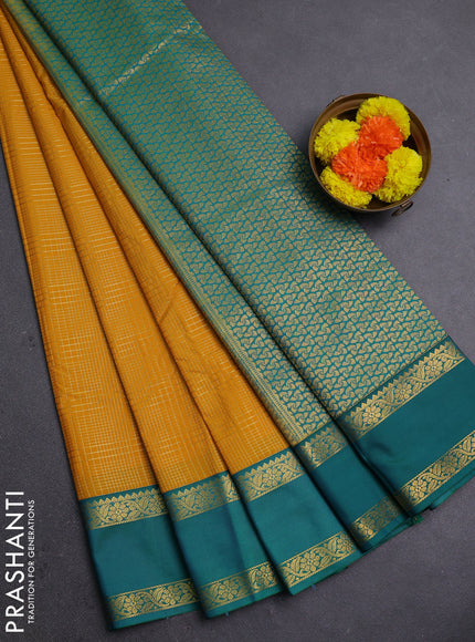 Mango Yellow & Green Semi Kanchipram Silk - Checks