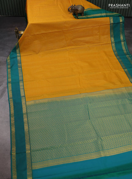 Mango Yellow & Green Semi Kanchipram Silk - Checks