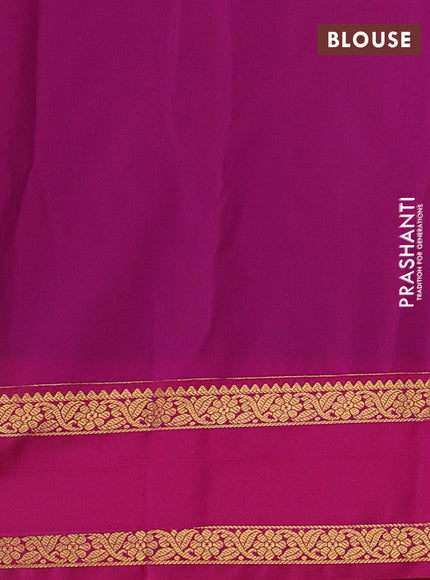 Bottle Green & Pink Semi Kanchipram Silk - Checks