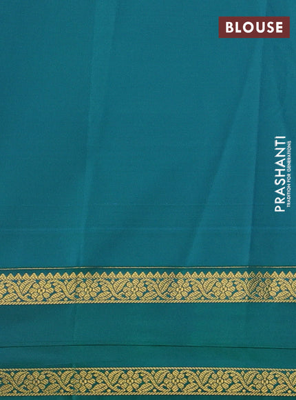 Orange & Green Semi Kanchipram Silk - Checks