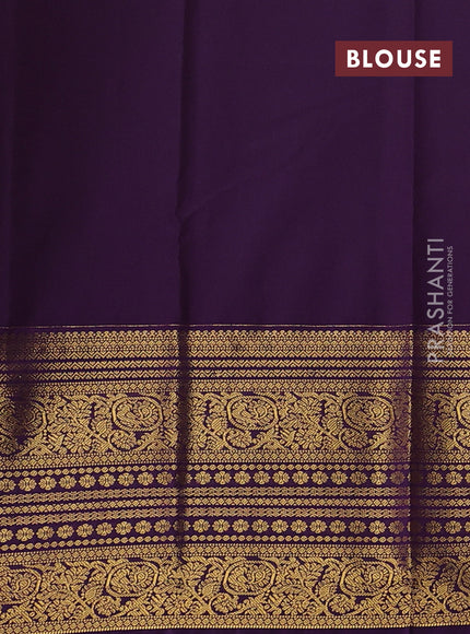 Beige & Purple Semi Kanchipram Silk - Buttas