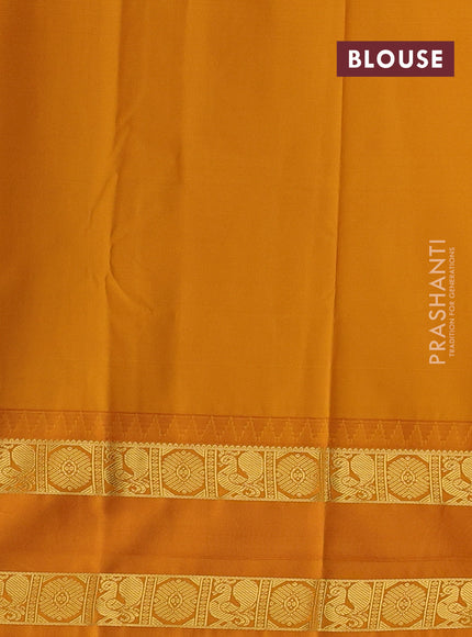 Coffee Brown & Mustard Yellow Semi Kanchipram Silk - Checks