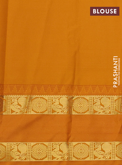 Green & Mustard Yellow Semi Kanchipram Silk - Checks
