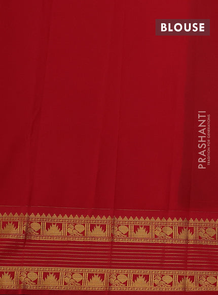 Green & Red Semi Kanchipram Silk - Checks