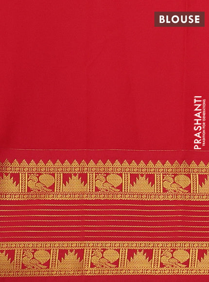 Mustard Yellow & Red Semi Kanchipram Silk - Checks