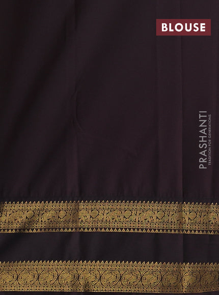 Lime Green & Coffee Brown Semi Kanchipram Silk - Buttas