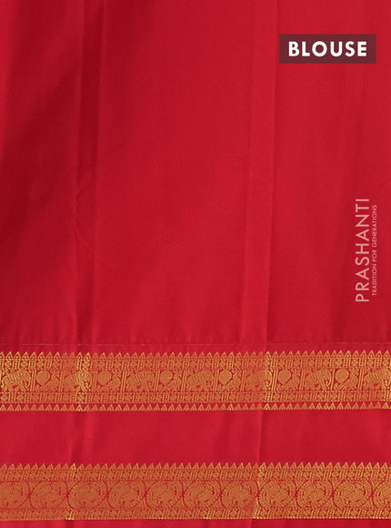 Green & Red Semi Kanchipram Silk - Buttas
