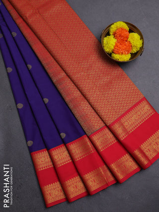 Violet & Red Semi Kanchipram Silk - Buttas