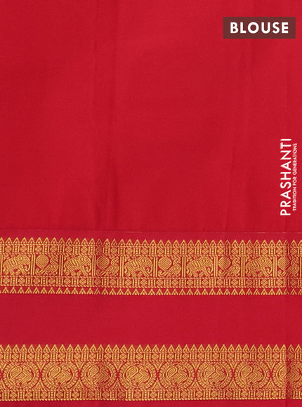 Violet & Red Semi Kanchipram Silk - Buttas
