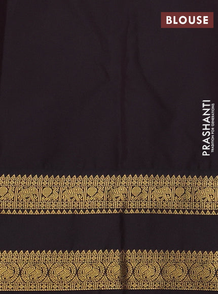 Cream & Coffee Brown Semi Kanchipram Silk - Buttas