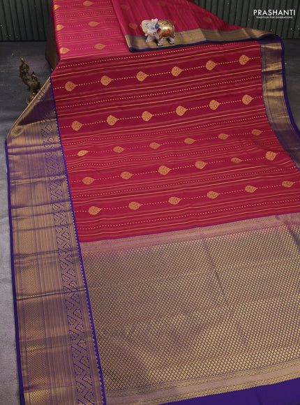 Maroon & Navy Blue Semi Kanchipram Silk - Buttas