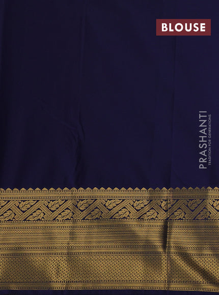 Candy Pink & Navy Blue Semi Kanchipram Silk - Buttas