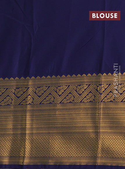 Peach Pink & Navy Blue Semi Kanchipram Silk - Checks
